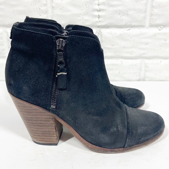 RAG & BONE Ashby black suede block heel bootie - Picture 1 of 9